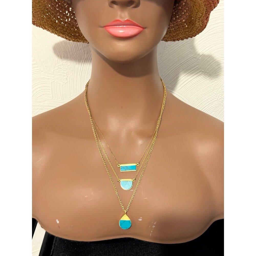 3-Strand Turquoise Necklace (n1) - Picture 6 of 6